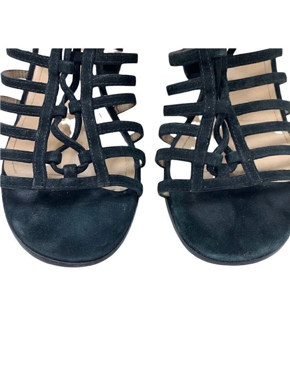 Pour La Victoire Amabelle Black Suede Leather Gladiator Cage Sandal 7.5 - Picture 10 of 10